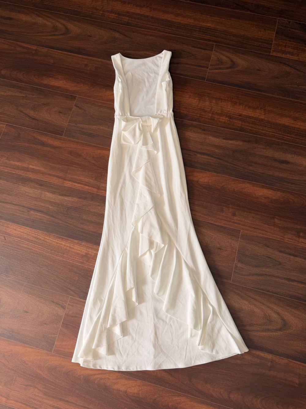 NWOT Lulus Exquisite Refinement Ivory Backless Bow Ruffled Maxi Dress - Picture 5 of 7